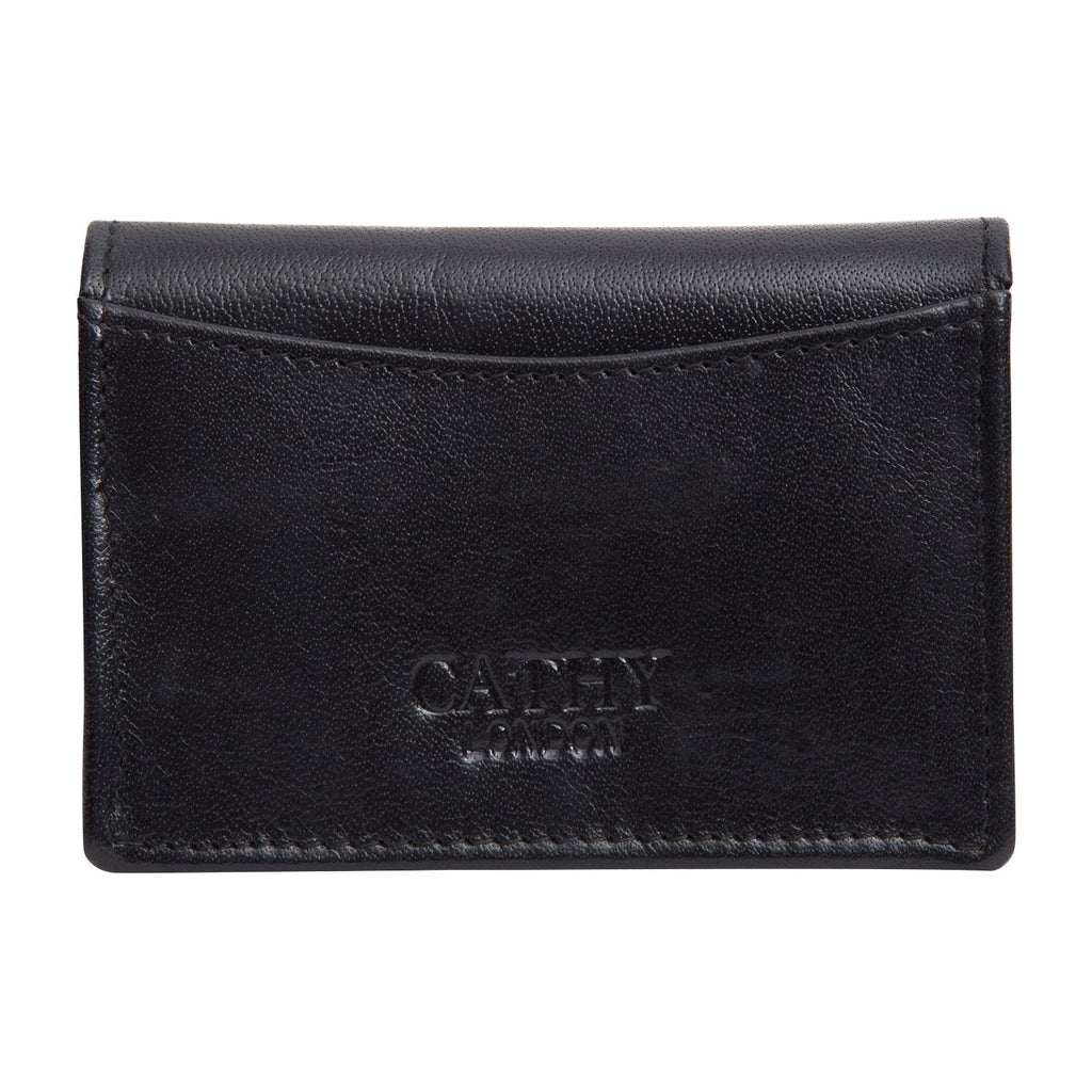 Black Colour Bi-Fold Italian Leather Card Holder/Slim Wallet (Holds Upto 10 Cards + 1 ID Slot) Cathy London 