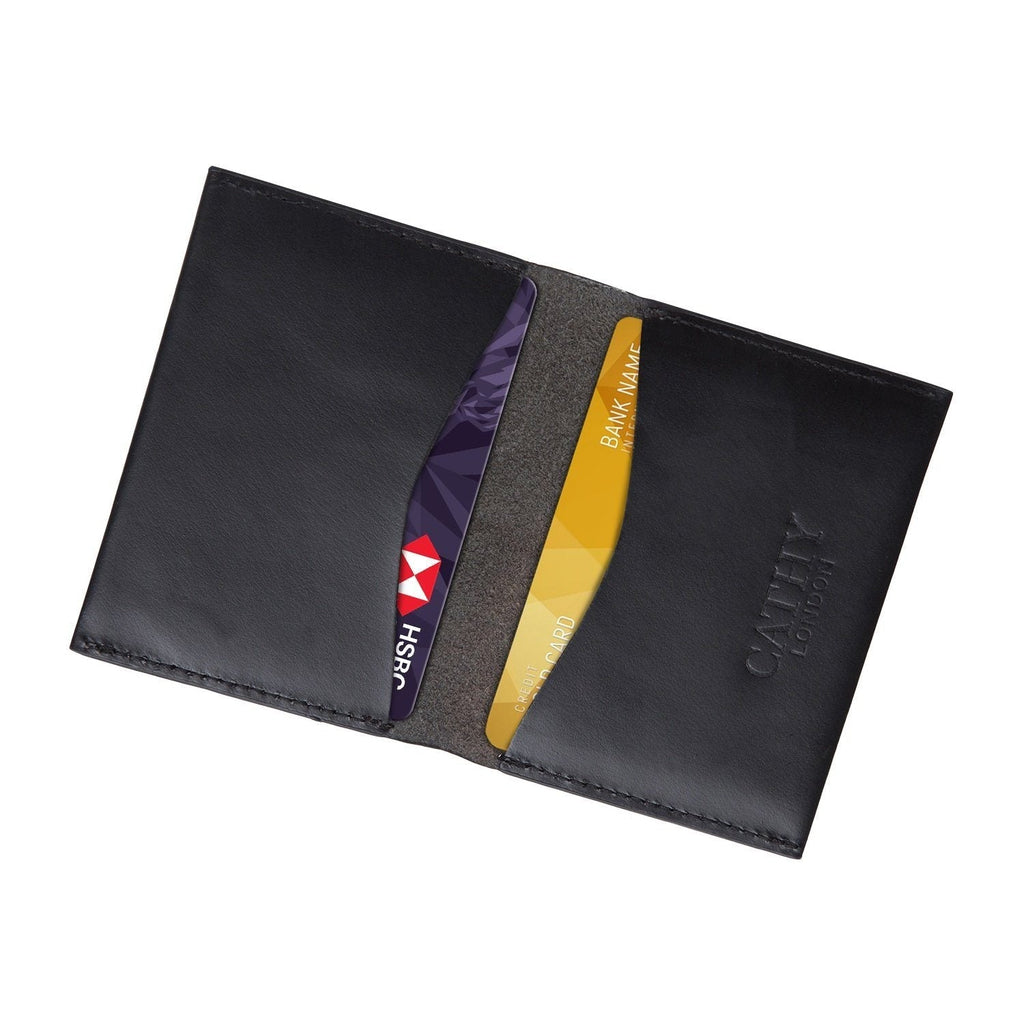 Black Colour Bi-Fold Italian Leather Card Holder/Slim Wallet (Holds Upto 16+ Cards) Cathy London 
