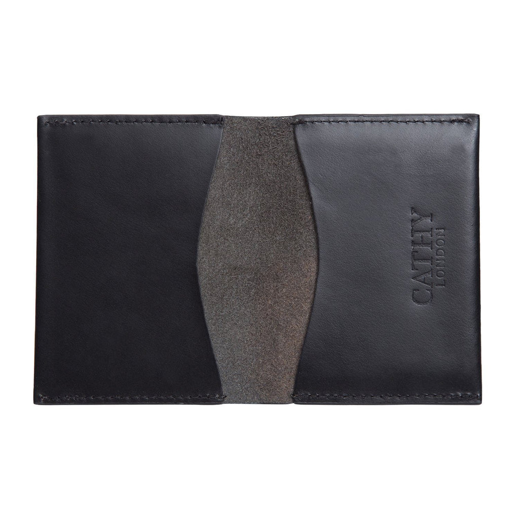 Black Colour Bi-Fold Italian Leather Card Holder/Slim Wallet (Holds Upto 16+ Cards) Cathy London 
