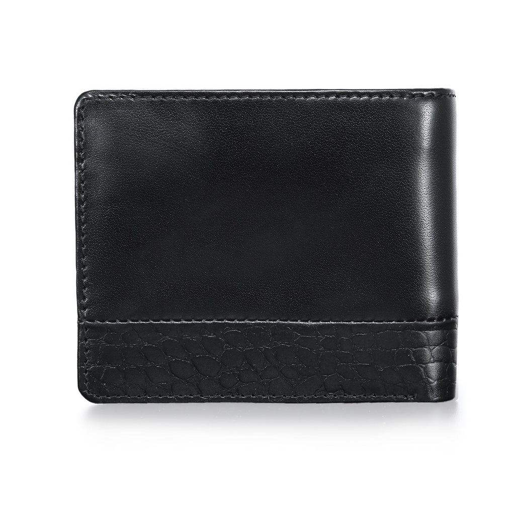 Black Colour Bi-Fold Italian Leather Slim Wallet (3 Card Slot + Coin Pocket + Cash Compartment) Cathy London 