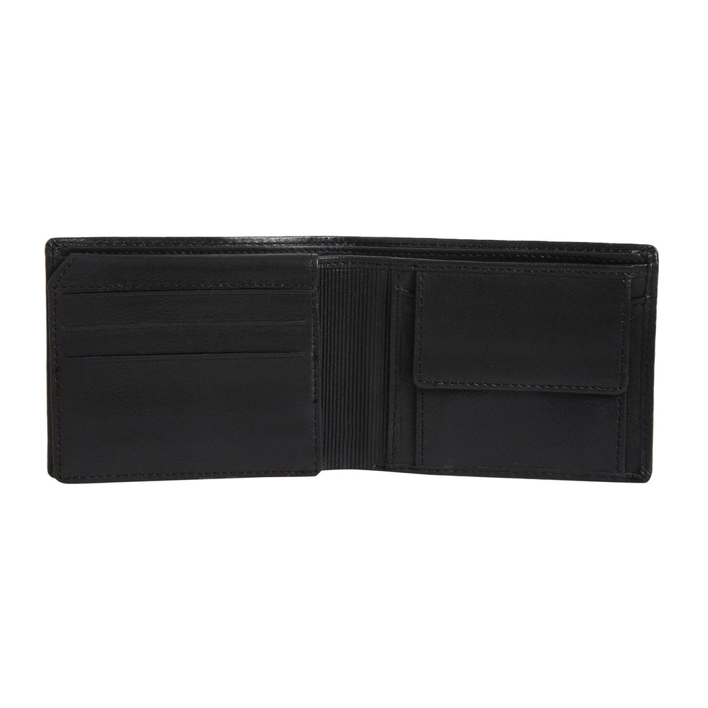 Black Colour Bi-Fold Italian Leather Slim Wallet (8 Card Slot + 2 Hidden Compartment + 1 ID Slot + Coin Pocket + Cash Compartment) Cathy London 