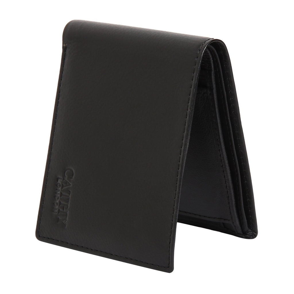 Black Colour Bi-Fold Italian Leather Slim Wallet (8 Card Slot + 2 Hidden Compartment + 1 ID Slot + Coin Pocket + Cash Compartment) Cathy London 