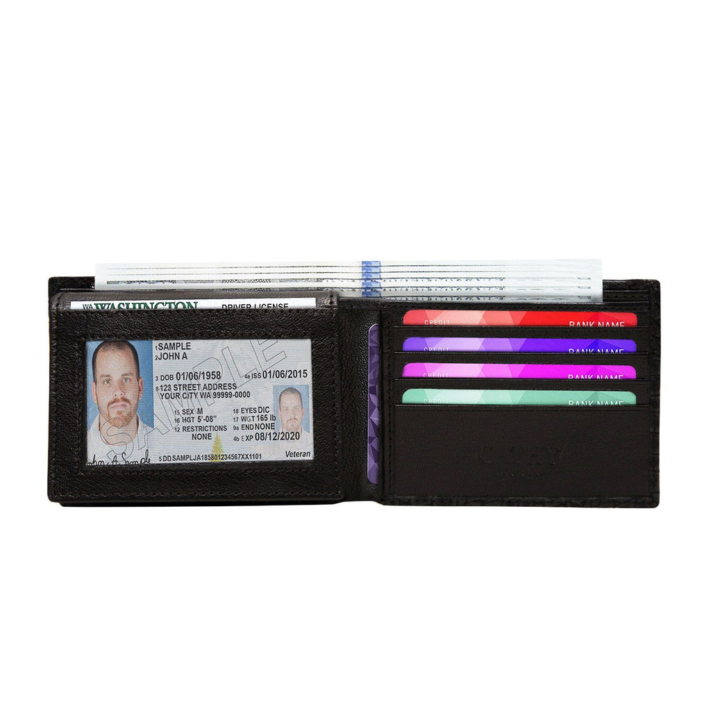 Black Colour Bi-Fold Italian Leather Slim Wallet ( 8 Card Slot + 2 ID Slot + 2 Hidden Compartment + Cash Compartment) Cathy London 