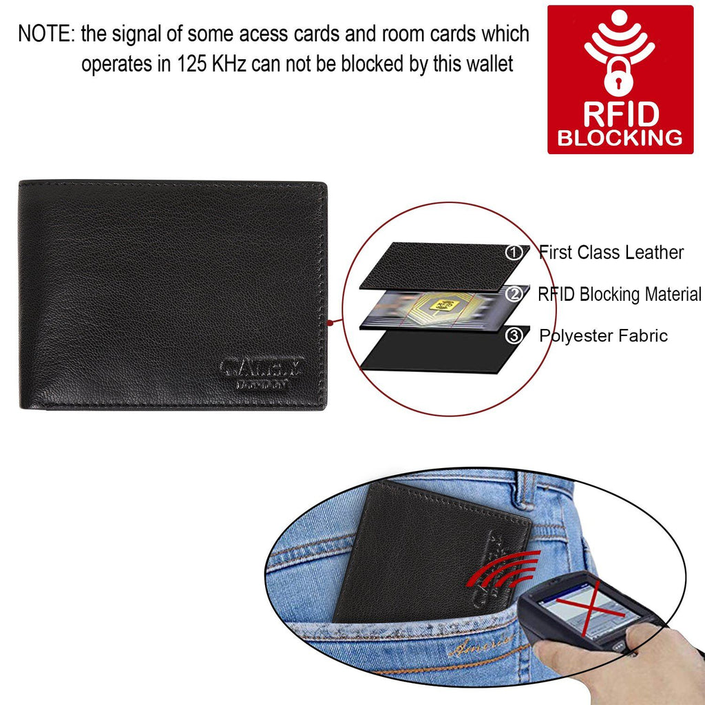 Black Colour Bi-Fold Italian Leather Slim Wallet ( 8 Card Slot + 2 ID Slot + 2 Hidden Compartment + Cash Compartment) Cathy London 