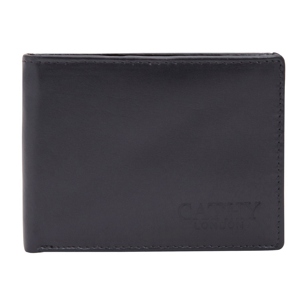 Black Colour Bi-Fold Italian Leather Slim Wallet ( 8 Card Slot + 2 ID Slot + 2 Hidden Compartment + Cash Compartment) Cathy London 