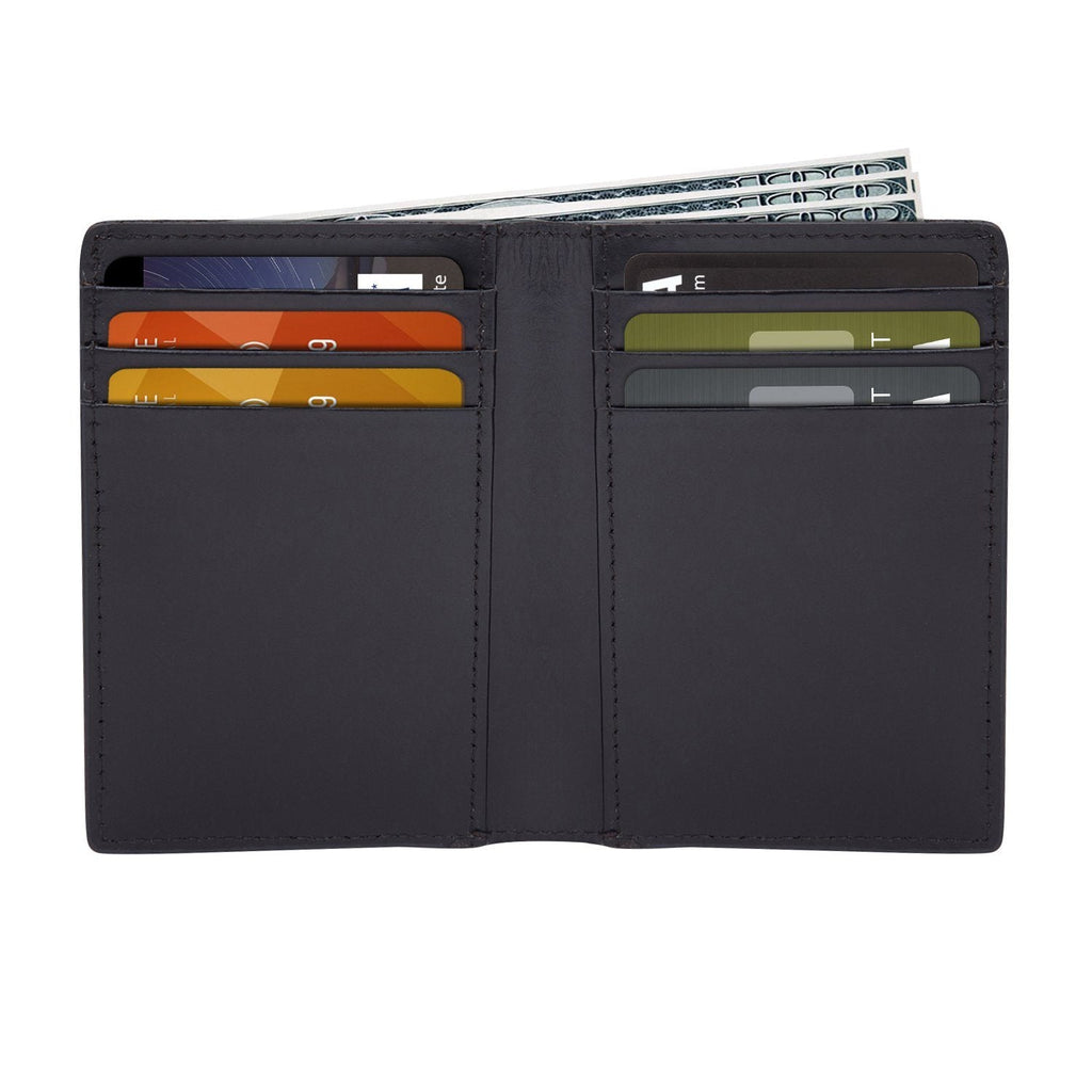 Black Colour Bi-Fold Italian Leather Slim Wallet/Card Holder (9 Card Slot + 3 Hidden Compartment + 1 ID Slot + Cash Compartment) Cathy London 
