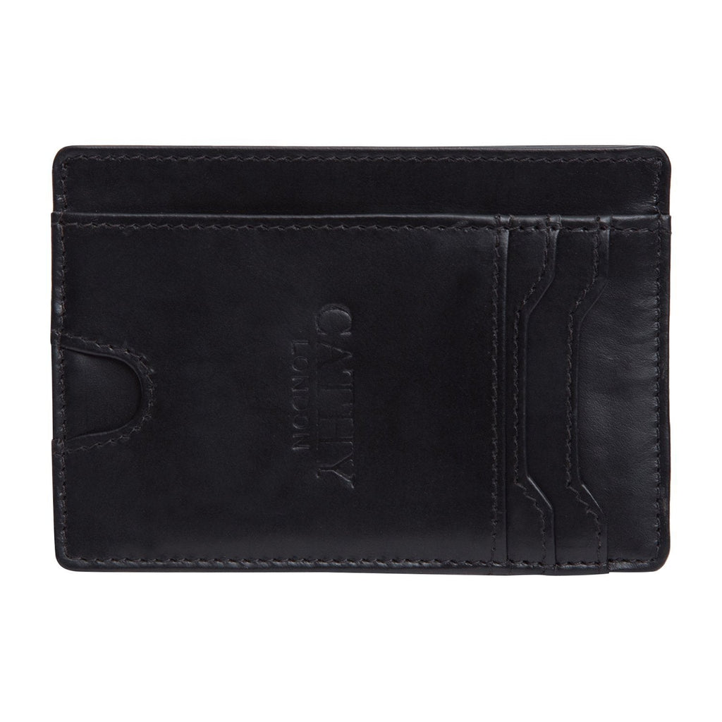 Black Colour Italian Leather Card Holder/Slim Wallet (5 Card Slot + 1 ID Slot + Cash Compartment) Cathy London 