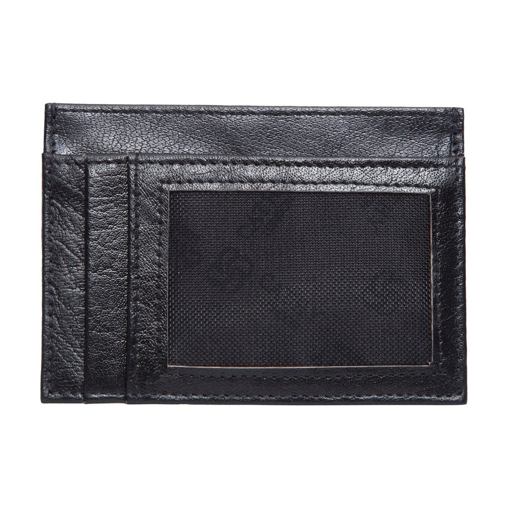 Black Colour Italian Leather Card Holder/Slim Wallet (6 Card Slots + 1 ID Slot + Cash Compartment) Cathy London 
