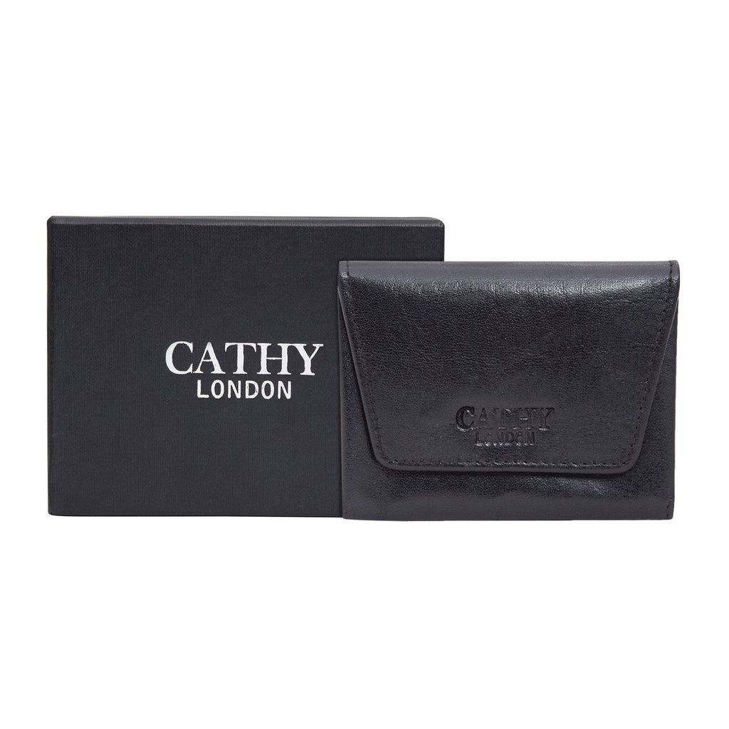 Black Colour Italian Leather Card Holder/Slim Wallet (Holds Upto 16 Cards) Cathy London 