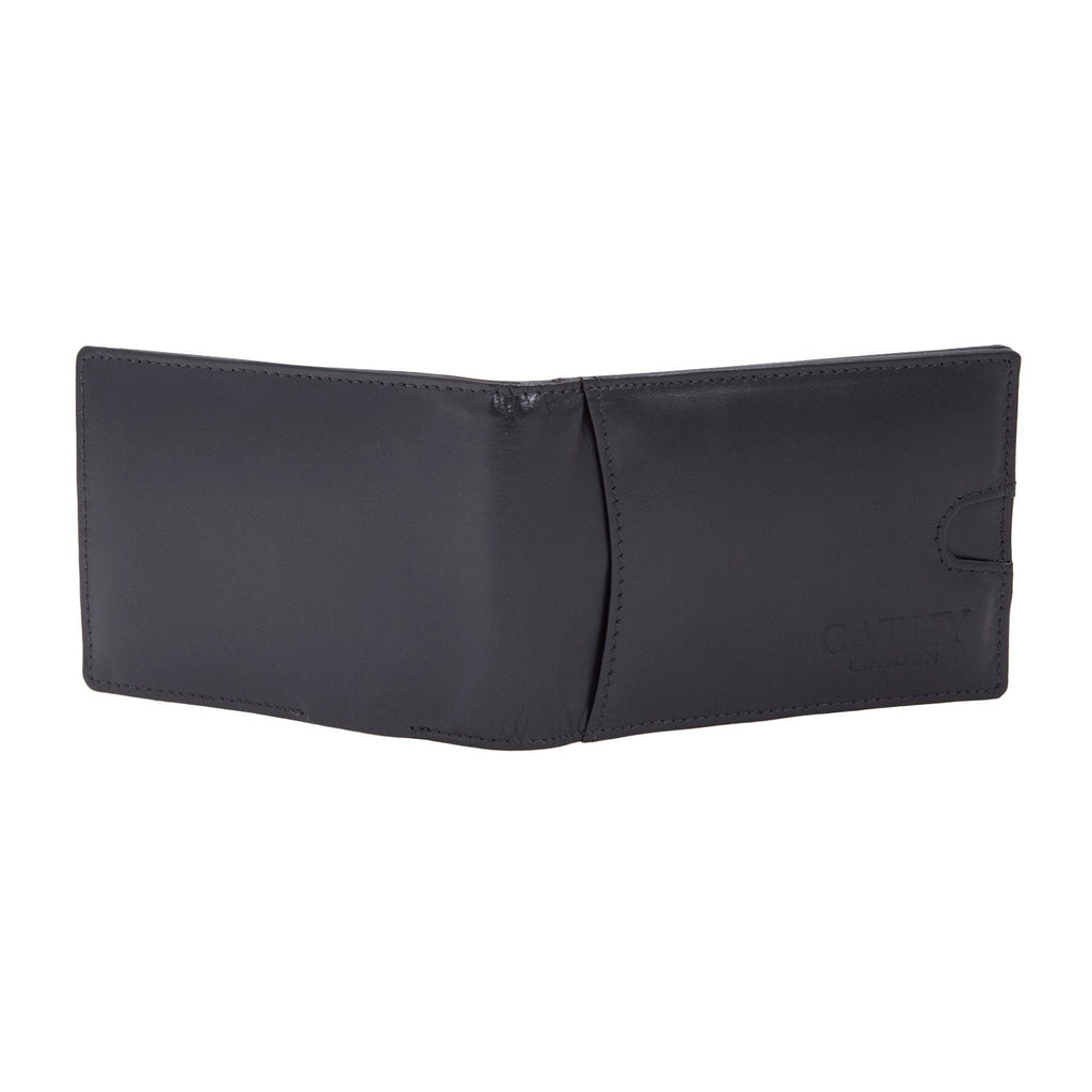 Black Colour Italian Leather Money Clip/Slim Wallet (7 Card Slot + Money Clip) Cathy London 