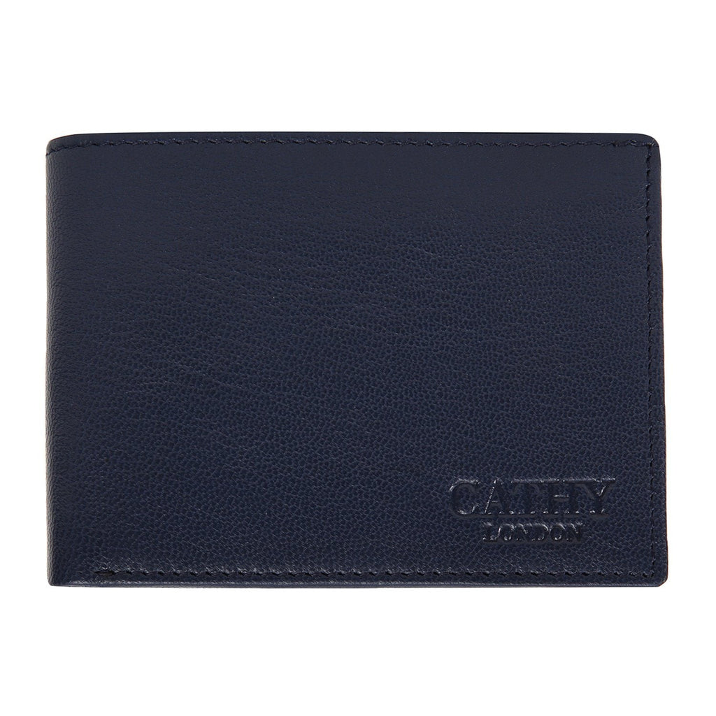 Blue Colour Bi-Fold Italian Leather Slim Wallet ( 8 Card Slot + 2 ID Slot + 2 Hidden Compartment + Cash Compartment) Cathy London 