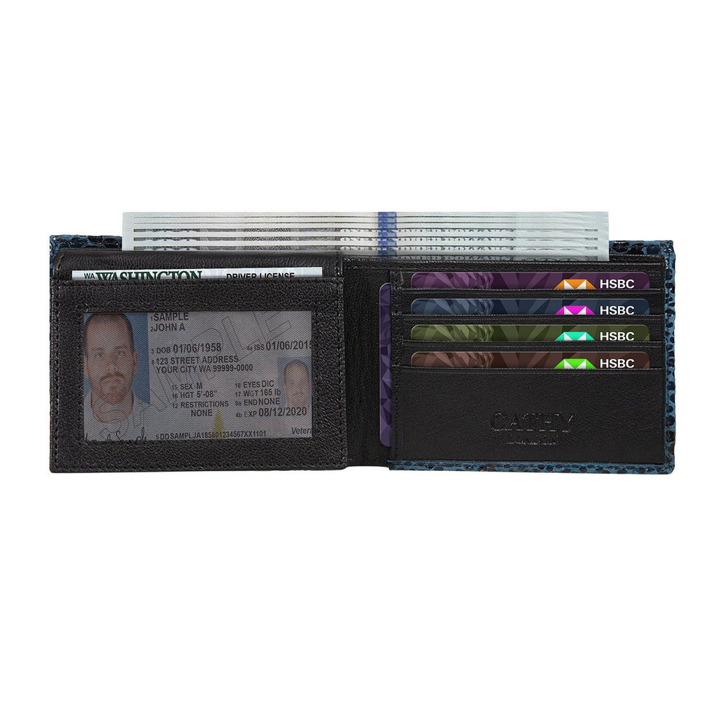 Blue Colour Bi-Fold Italian Leather Slim Wallet ( 8 Card Slot + 2 ID Slot + 2 Hidden Compartment + Cash Compartment) Cathy London 
