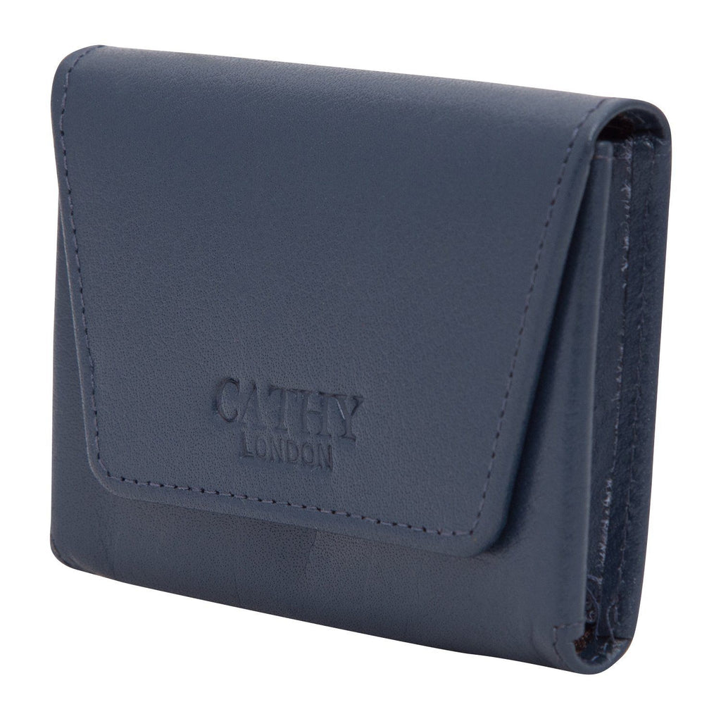 Blue Colour Italian Leather Card Holder/Slim Wallet (Holds Upto 16 Cards) Cathy London 