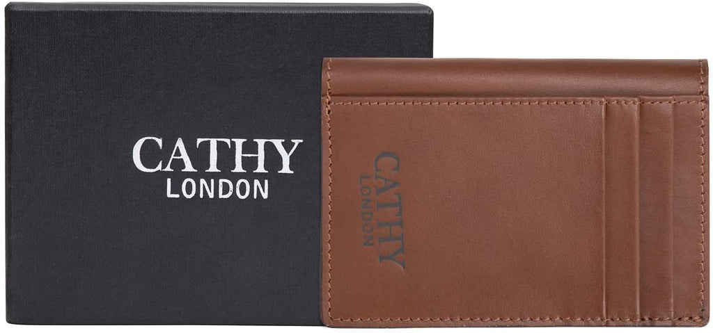 Brown Colour Bi-Fold Italian Leather Card Holder/Slim Wallet (9 Card Slot + 3 Hidden Compartment + 1 ID Slot + Cash Compartment) Cathy London 