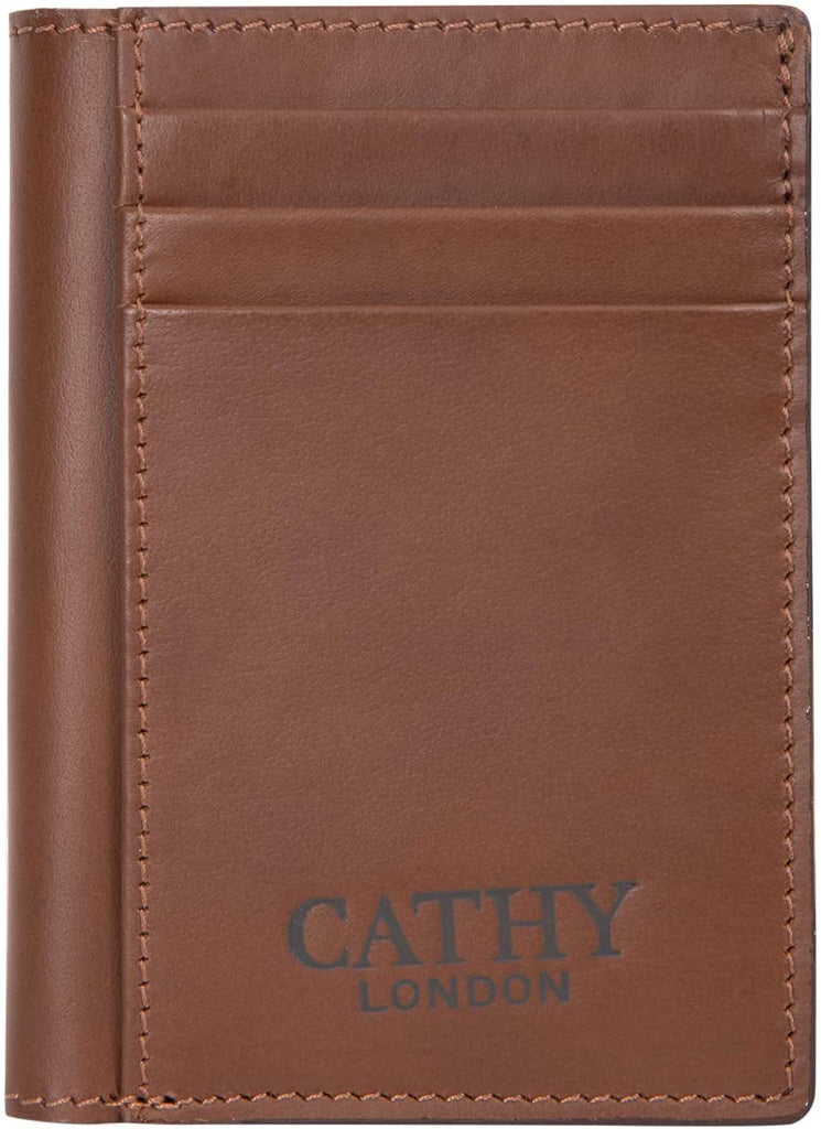 Brown Colour Bi-Fold Italian Leather Card Holder/Slim Wallet (9 Card Slot + 3 Hidden Compartment + 1 ID Slot + Cash Compartment) Cathy London 