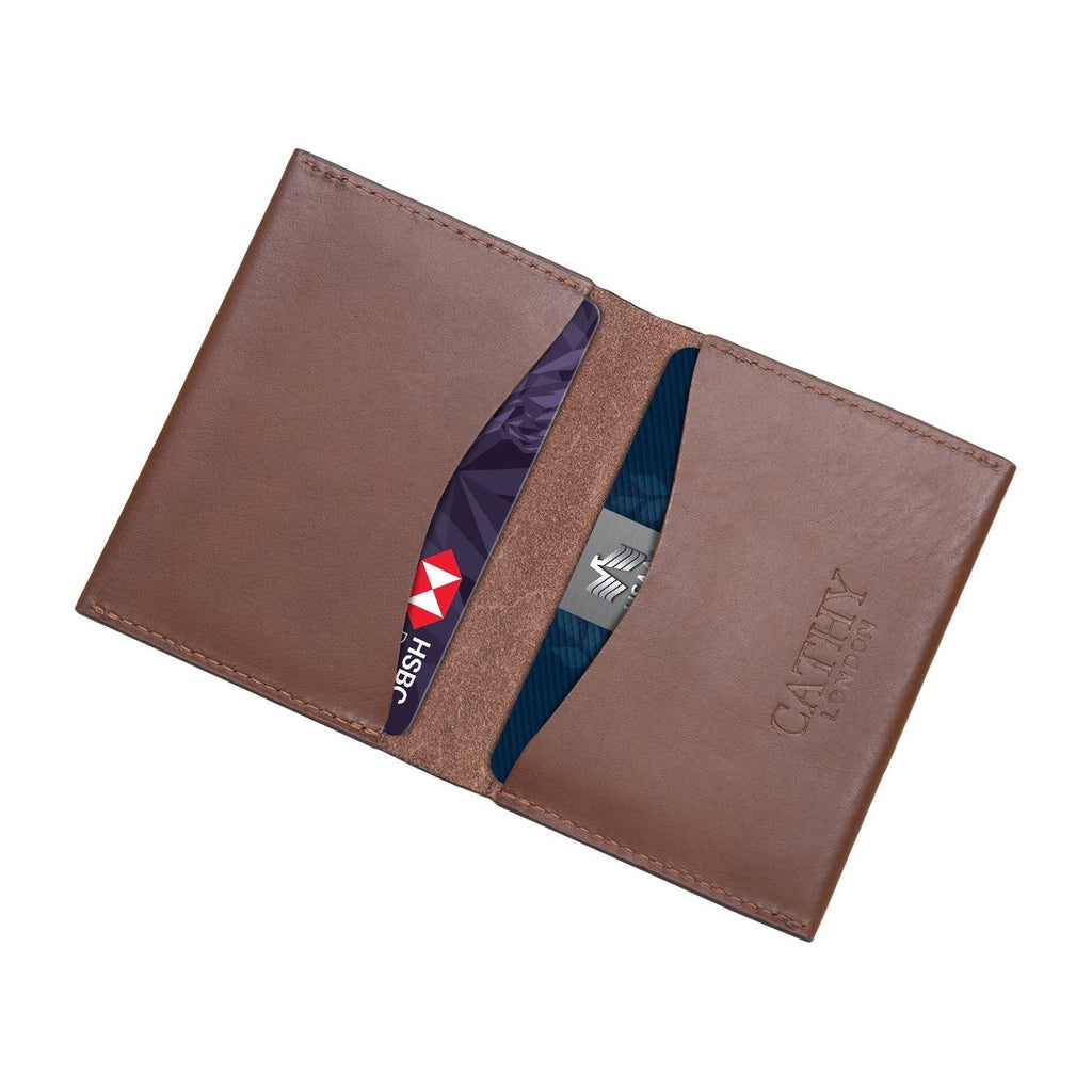 Brown Colour Bi-Fold Italian Leather Card Holder/Slim Wallet (Holds Upto 16+ Cards) Cathy London 