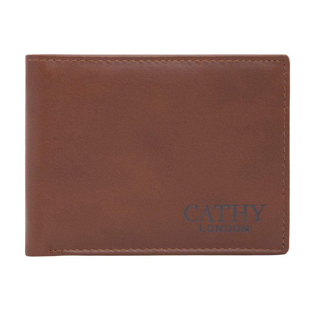 Brown Colour Bi-Fold Italian Leather Slim Wallet (8 Card Slot + 2 ID Slot + 2 Hidden Compartment + Cash Compartment) Cathy London 