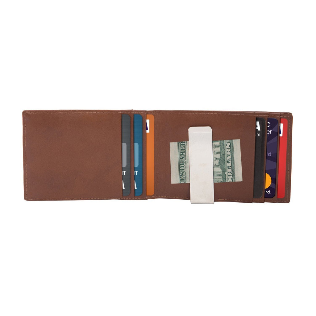 Brown Colour Italian Leather Money Clip/Slim Wallet (7 Card Slot + Money Clip) Cathy London 
