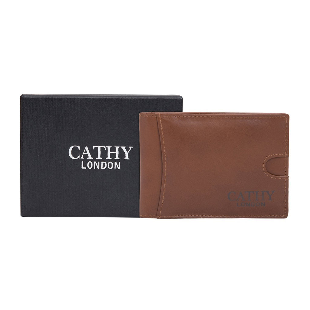 Brown Colour Italian Leather Money Clip/Slim Wallet (7 Card Slot + Money Clip) Cathy London 
