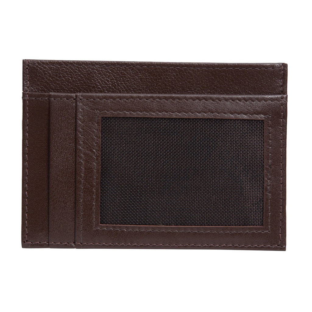 Brown Italian Leather Card Holder/Slim Wallet (6 Card Slots + 1 ID Slot + Cash Compartment) Cathy London 