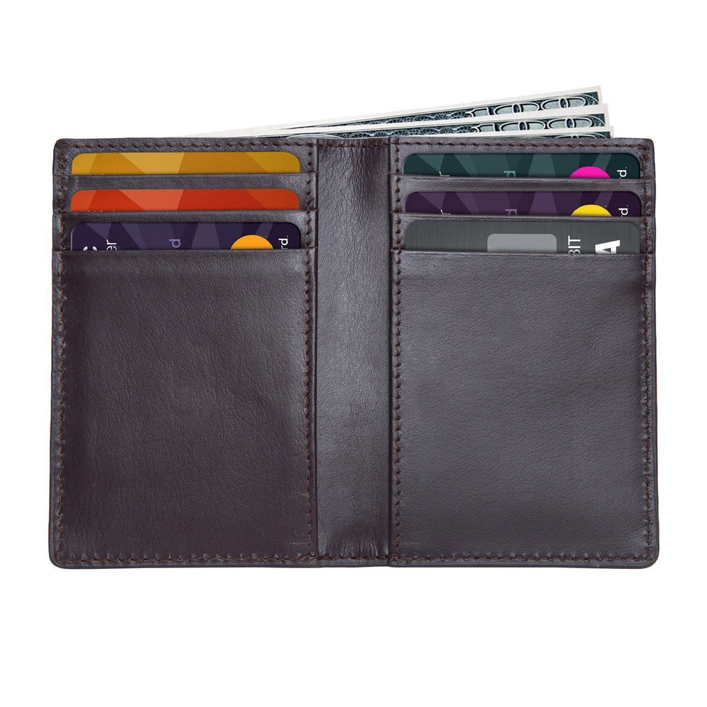 Coffee Colour Bi-Fold Italian Leather Card Holder/Slim Wallet (9 Card Slot + 3 Hidden Compartment + 1 ID Slot + Cash Compartment) Cathy London 
