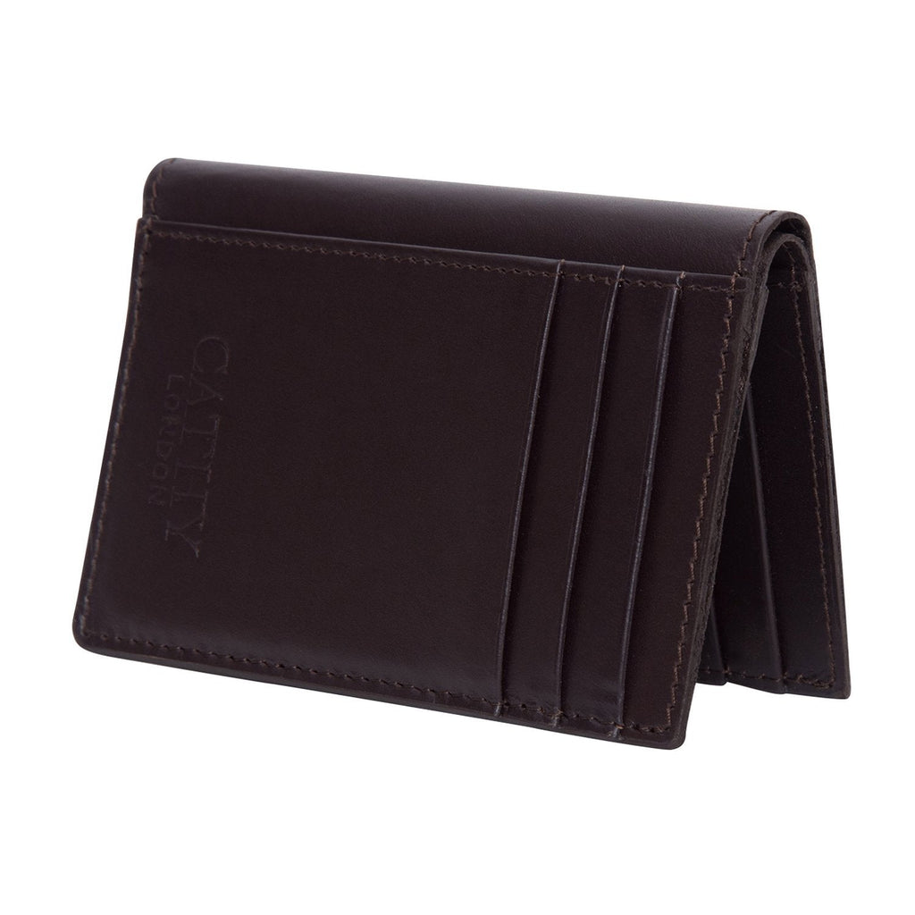 Coffee Colour Bi-Fold Italian Leather Card Holder/Slim Wallet (9 Card Slot + 3 Hidden Compartment + 1 ID Slot + Cash Compartment) Cathy London 