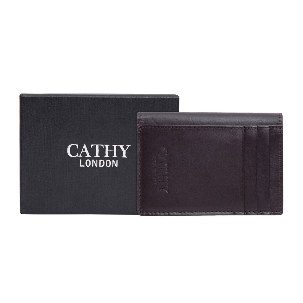 Coffee Colour Bi-Fold Italian Leather Card Holder/Slim Wallet (9 Card Slot + 3 Hidden Compartment + 1 ID Slot + Cash Compartment) Cathy London 