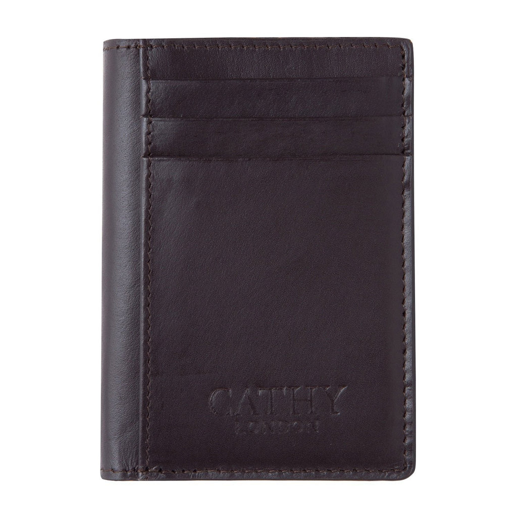 Coffee Colour Bi-Fold Italian Leather Card Holder/Slim Wallet (9 Card Slot + 3 Hidden Compartment + 1 ID Slot + Cash Compartment) Cathy London 