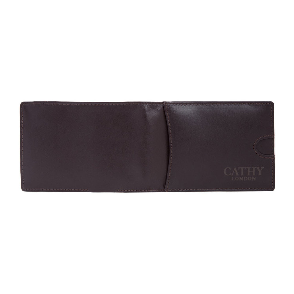 Coffee Colour Italian Leather Money Clip/Slim Wallet (7 Card Slot + Money Clip) Cathy London 