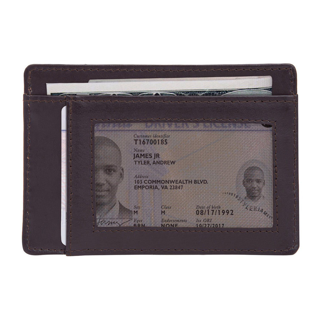 Coffee Colour Italian Leather Slim Wallet/Card Holder (5 Card Slot + 1 ID Slot + Cash Compartment) Cathy London 