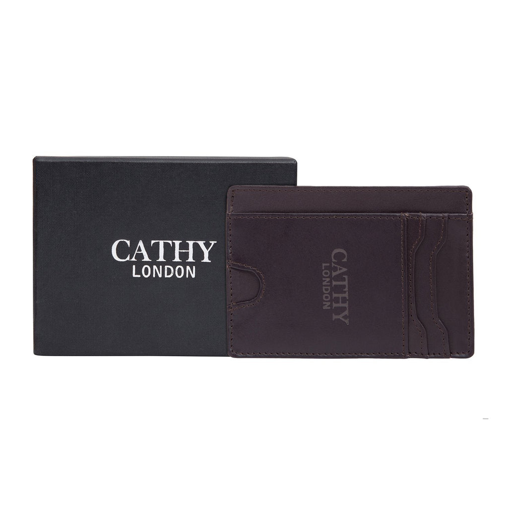 Coffee Colour Italian Leather Slim Wallet/Card Holder (5 Card Slot + 1 ID Slot + Cash Compartment) Cathy London 
