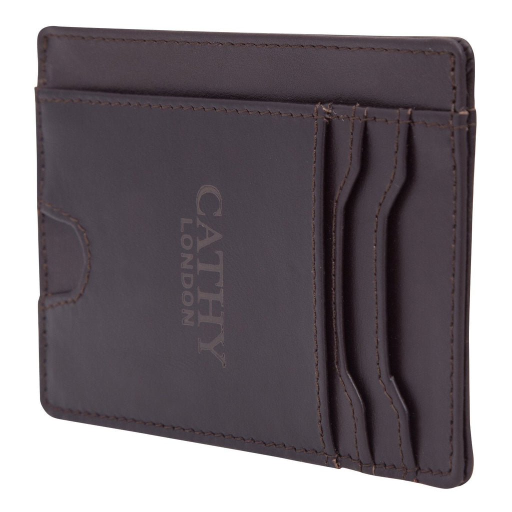 Coffee Colour Italian Leather Slim Wallet/Card Holder (5 Card Slot + 1 ID Slot + Cash Compartment) Cathy London 