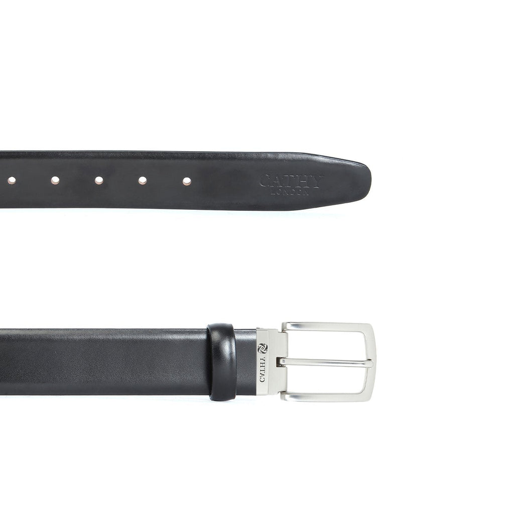 Men's Classic Dress Belt Top Grain Italian Leather with Metal Buckle Cathy-London 