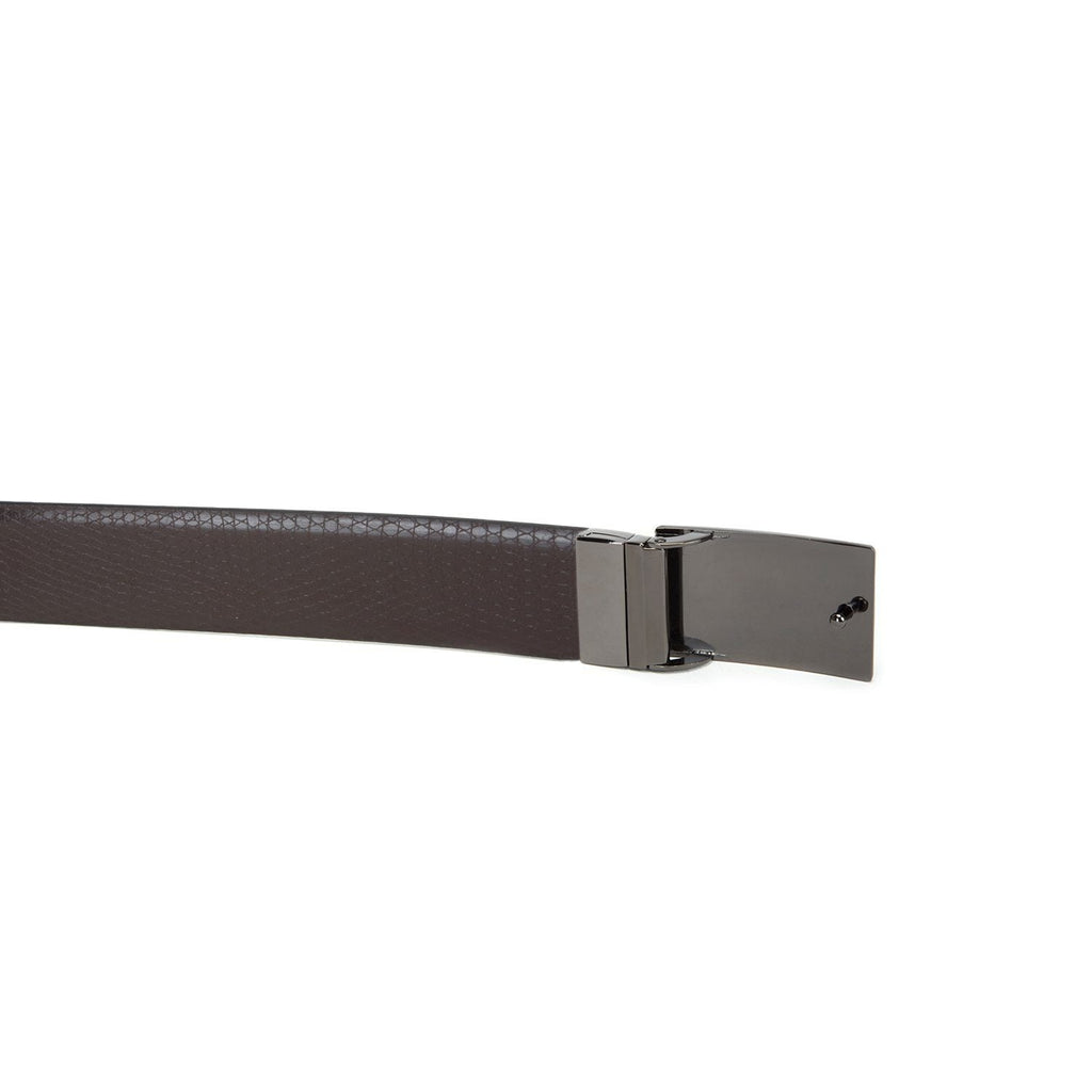Men's Reversible Classic Dress Belt PU Leather Black & Brown with Rotating Silver Metal Buckle Cathy-London 