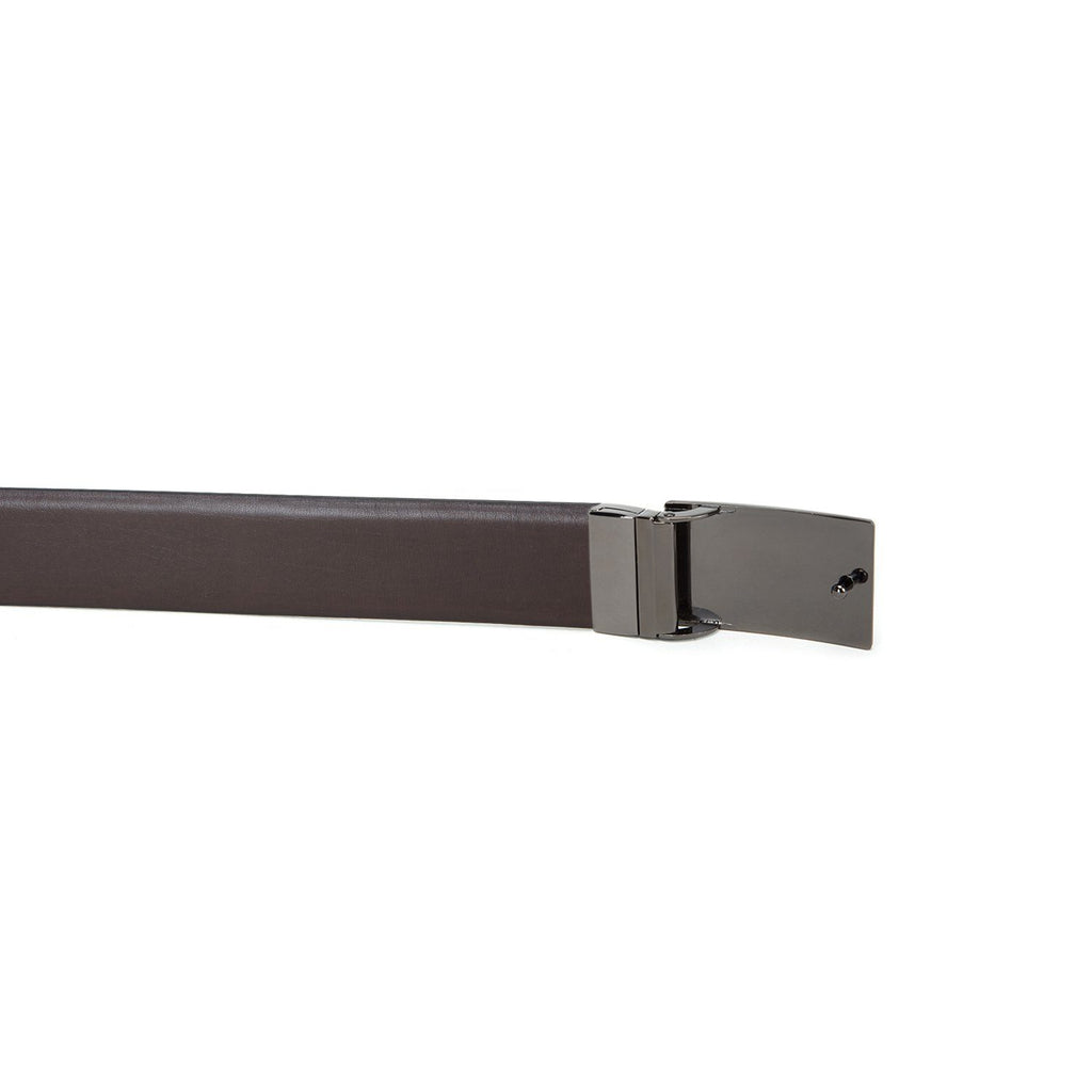 Men's Reversible Classic Dress Belt PU Leather Black & Brown with Rotating Silver Metal Buckle Cathy-London 