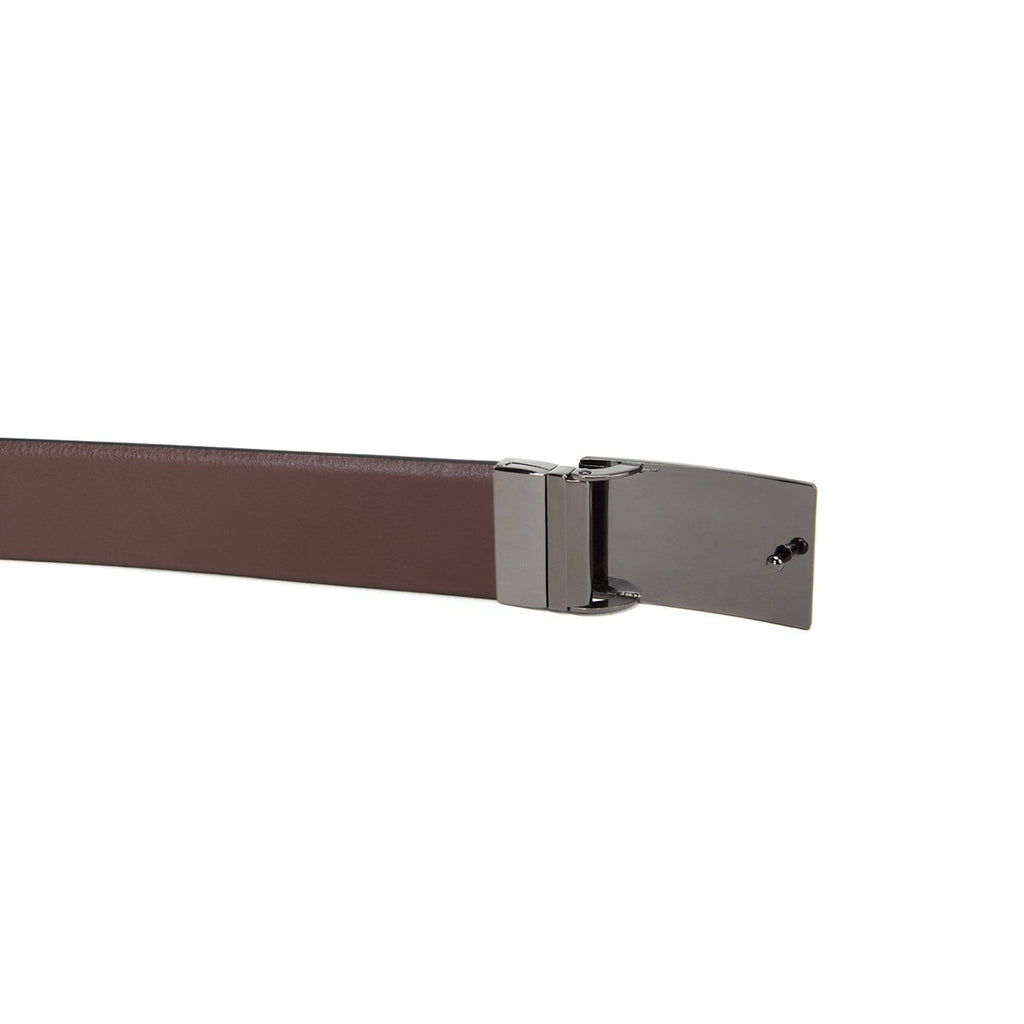 Men's Reversible Classic Dress Belt Top Grain Italian Leather Black & Brown with Rotating Silver Metal Buckle Cathy-London 