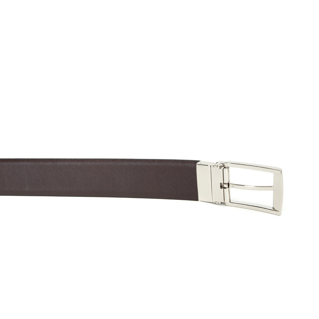 Men's Reversible Classic Dress Belt Top Grain Italian Leather Black & Brown with Rotating Silver Metal Buckle Cathy-London 