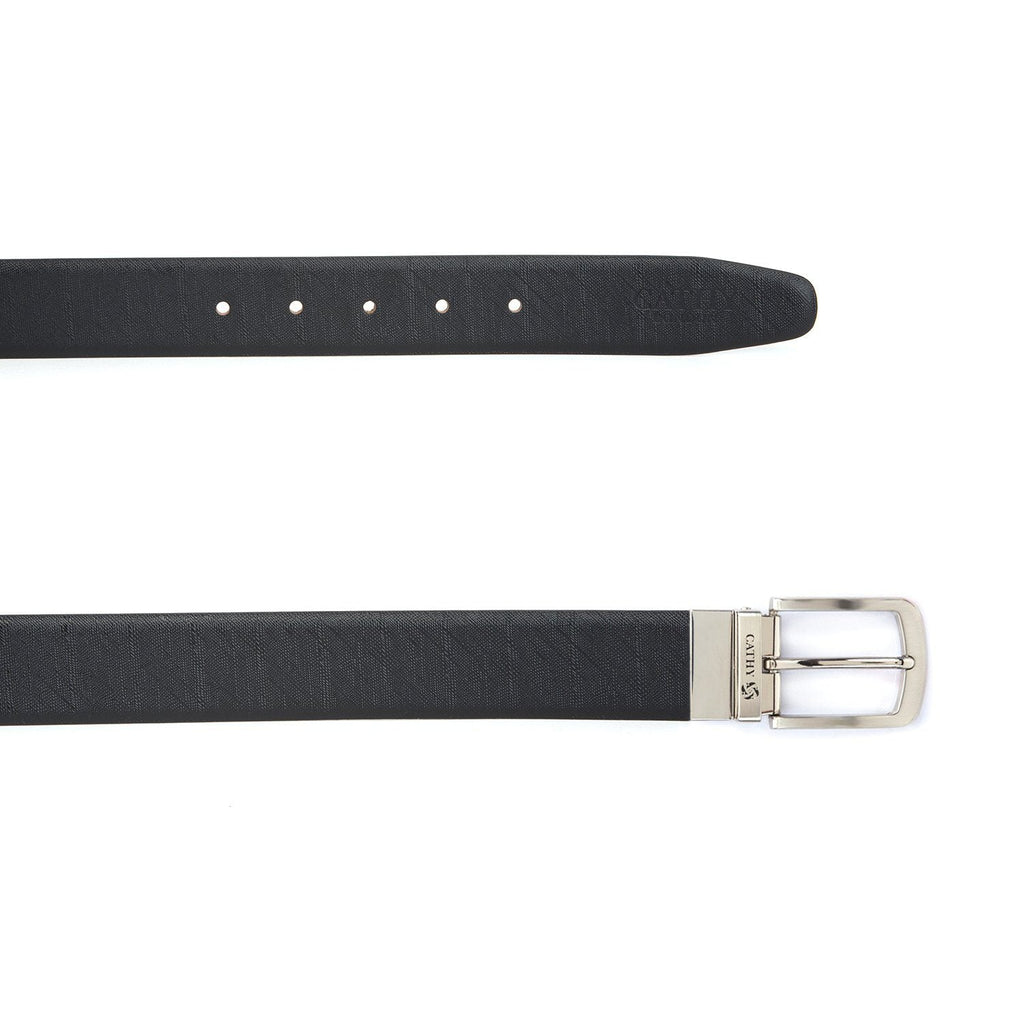 Men's Reversible Classic Dress Belt Top Grain Italian Leather Black & Brown with Rotating Silver Metal Buckle Cathy-London 