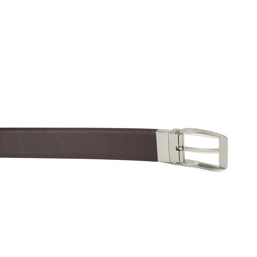 Men's Reversible Classic Dress Belt Top Grain Italian Leather Black & Brown with Rotating Silver Metal Buckle Cathy-London 