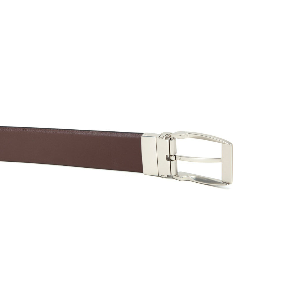 Men's Reversible Classic Dress Belt Top Grain Italian Leather Black & Brown with Rotating Silver Metal Buckle Cathy__London 