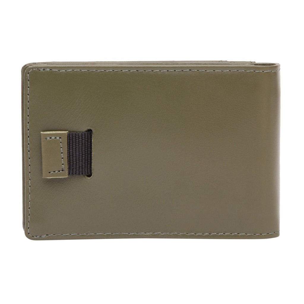 Olive Colour Bi-Fold Italian Leather Money Clip Card Holder/Slim Wallet (8 Card Slot +ID Slot +Money Clip) Cathy London 