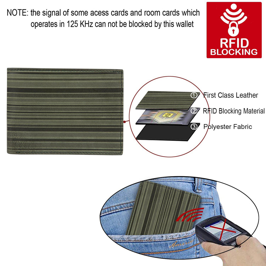 Olive Colour Bi-Fold Italian Leather Slim Wallet ( 8 Card Slot + 2 ID Slot + 2 Hidden Compartment + Cash Compartment) Cathy London 