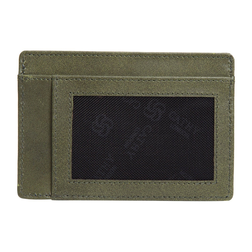 Olive Colour Italian Leather Slim Wallet/Card Holder (5 Card Slot + 1 ID Slot + Cash Compartment) Cathy London 