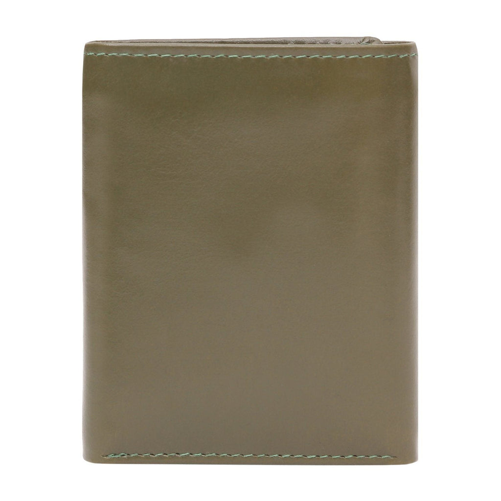 Olive Colour Tri-Fold Italian Leather Slim Wallet (6 Card Slot +2 Hidden Compartment + 1 ID Slot + Cash Compartment) Cathy London 