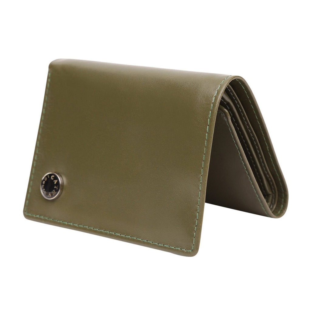 Olive Colour Tri-Fold Italian Leather Slim Wallet (6 Card Slot +2 Hidden Compartment + 1 ID Slot + Cash Compartment) Cathy London 