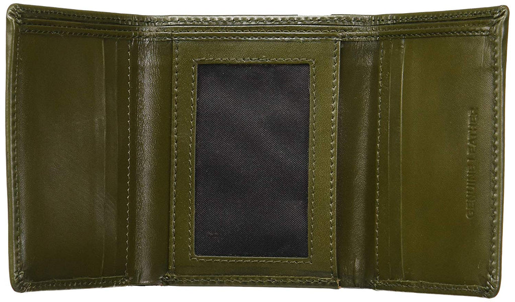 Olive Colour Tri-Fold Italian Leather Slim Wallet (6 Card Slot +2 Hidden Compartment + 1 ID Slot + Cash Compartment) Cathy London 