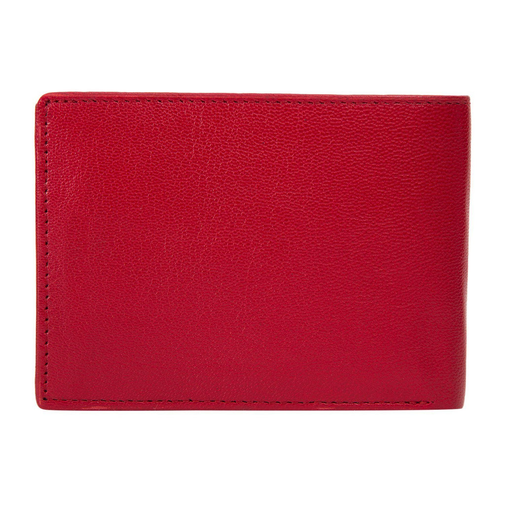 Red Colour Bi-Fold Italian Leather Slim Wallet (7 Card Slot + 2 Hidden Compartment + 1 ID Slot + Coin Pocket + Cash Compartment) Cathy London 