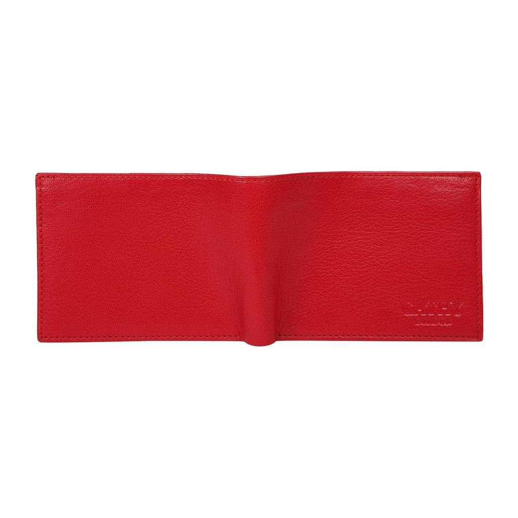Red Colour Bi-Fold Italian Leather Slim Wallet ( 8 Card Slot + 2 ID Slot + 2 Hidden Compartment + Cash Compartment) Cathy London 