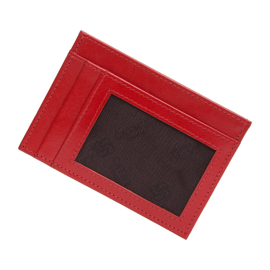 Red Colour Italian Leather Card Holder/Slim Wallet (6 Card Slots + 1 ID Slot + Cash Compartment) Cathy London 