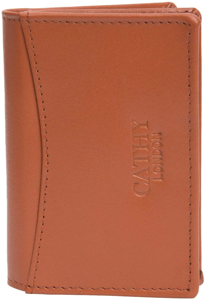 Tan Colour Bi-Fold Italian Leather Card Holder/Slim Wallet (Holds Upto 10 Cards + 1 ID Slot) Cathy London 